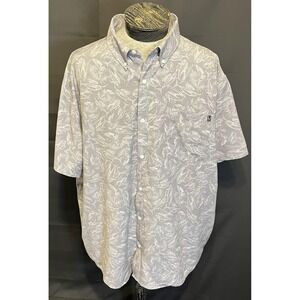 Huk Shirt Mens 3XL Gray Fish Print Short Sleeve Button Down Stretch Casual